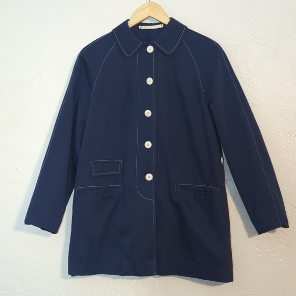 Mackintosh Navy Blue Women's Fisherman Water Repel Coastal National Preppy Coat - Picture 2 of 6